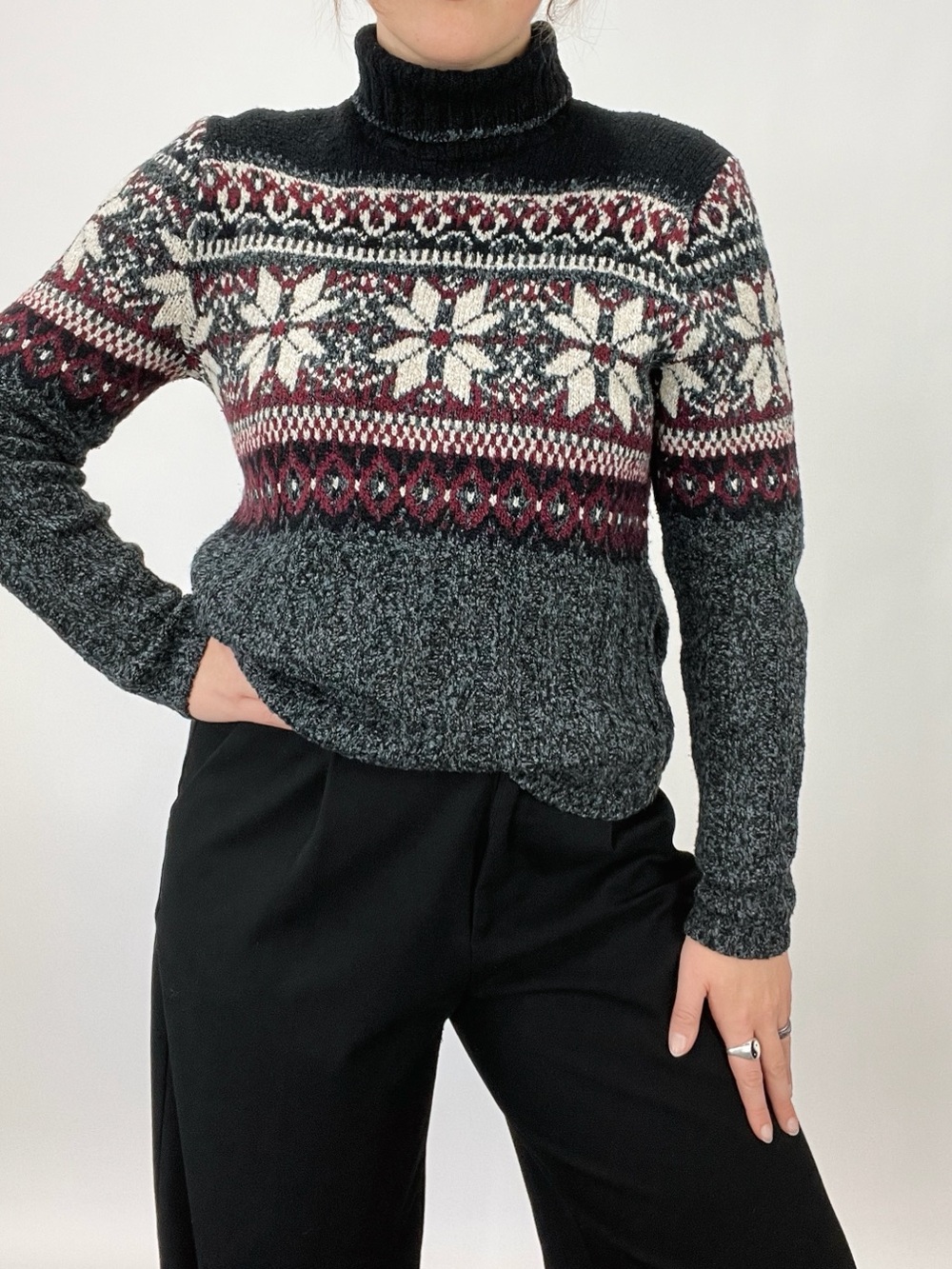 Vintage Kathy Ireland Fair Isle Turtleneck Sweater